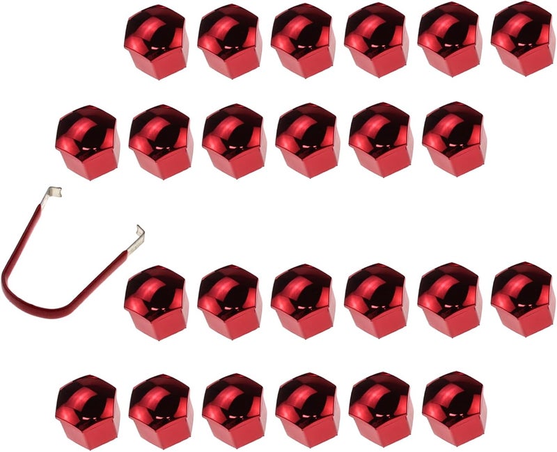 Nihfien 24pcs Wheel Nut Cap 19mm Wheel Bolt Nut Caps Covers,Universal Anti-Rust Car Tire Nut Caps Bolt Cover,Hexagonal Plastic Tire Bolt with Removal Tool (Red) - Image 5